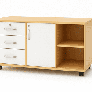 Space Home - Gabinete Organizador De Oficina Con Llave Madera Mdf Reforzado 3 Cajones Con Ruedas