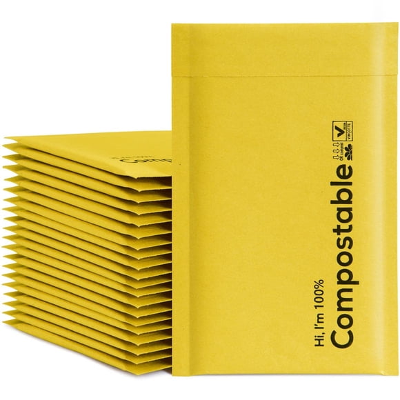 Sobres biodegradables con burbujas KTOB, 4 x 8 pulgadas, 25 unidades, #000
