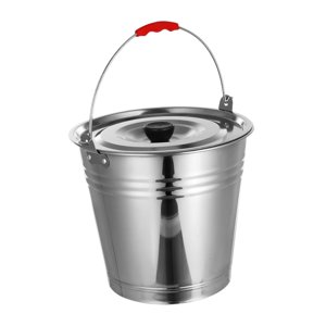 Magideal - Cubo De Hielo, Cubo De Acero Inoxidable Con Tapa, Contenedor De Almacenamiento De Líquidos Portátil Resistente, Cubo De Leche Para Barbacoa Doméstica 36 Cm 20 Litros