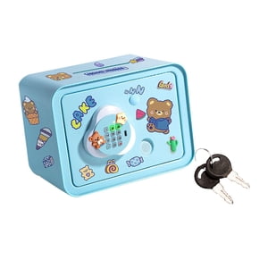 Magideal - Caja De Dinero De Bank Bank Kids Piggy, Regalo, Con Cambio De Inglés Chino, Cajero Automático Banco De Ahorro Banco De Contraseña Para Niños De 3 A 8 Azul
