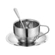 thumbnail image 3 of Tazas De Café Con Aislamiento Irrompibles Con Platillo Y Cuchara De Acero Inoxidable 180 Ml Plateado, 3 of 5