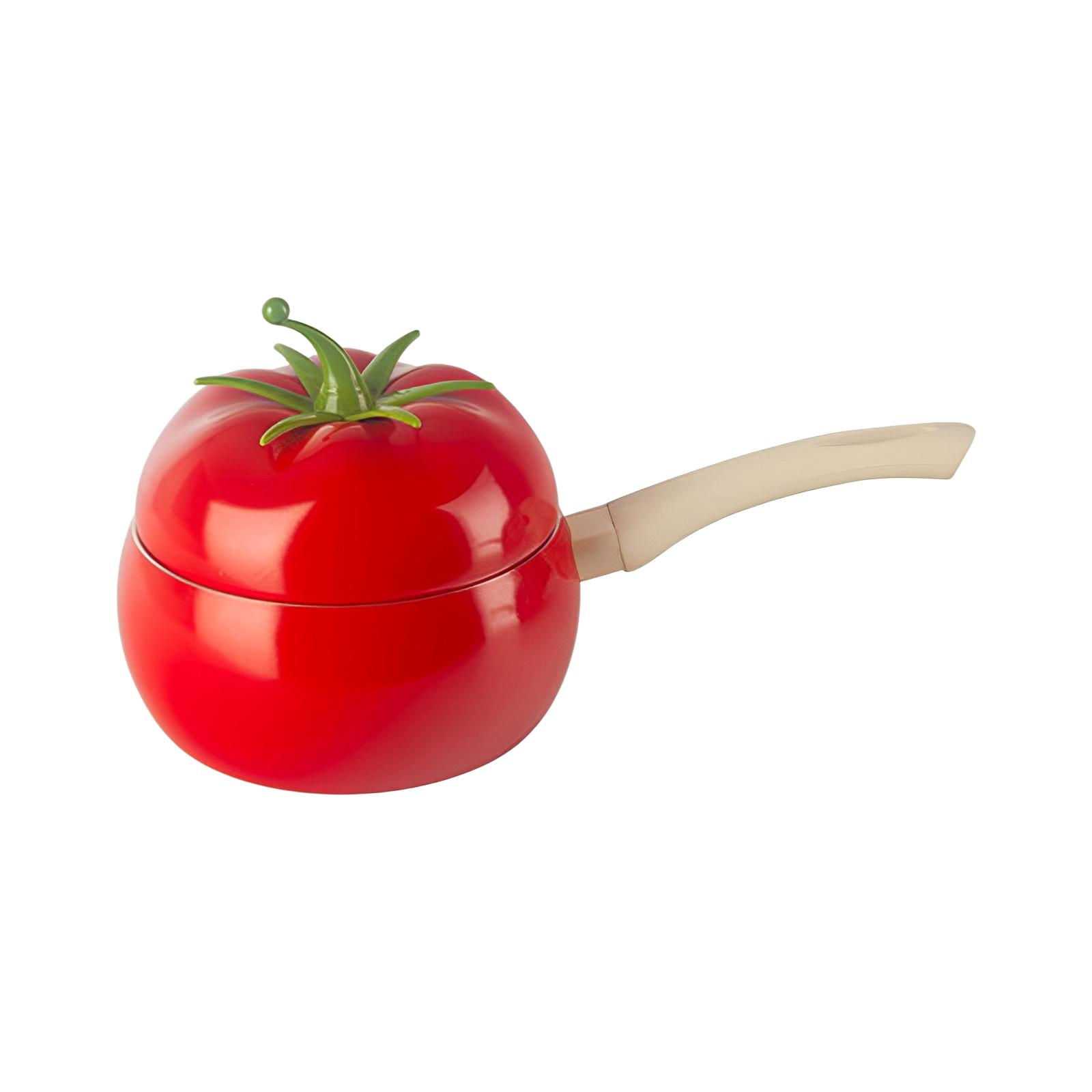 Magideal - 1, Olla Para Pasta, Olla Para Leche Antiadherente, Apta Para Todas Las Estufas, Con Tapa, Mango Cómodo, Linda Forma De Fruta, Olla Para Sopa, Cacerola Rojo