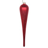 Adorno Navideño Vickerman Rojo Mate Con Purpurina En Forma De Gota, 11 Cm