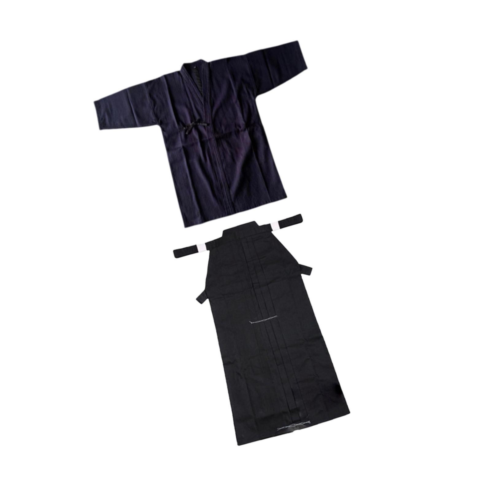 Ioensy - Conjunto De Uniforme De Kendo, Hakama De Kendo, Transpirable, Ninjas, Judo, Kimono Japonés, Hakama, 180 Cm, Azul Y Negro