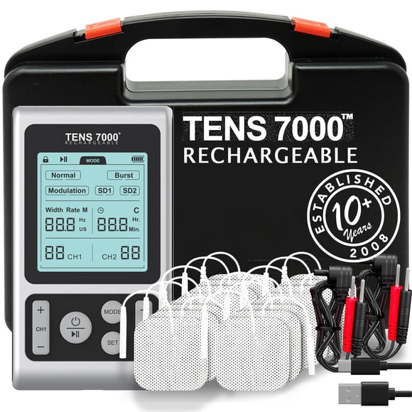 TENS 7000 Estimulador Muscular Recargable con 16 Electrodos