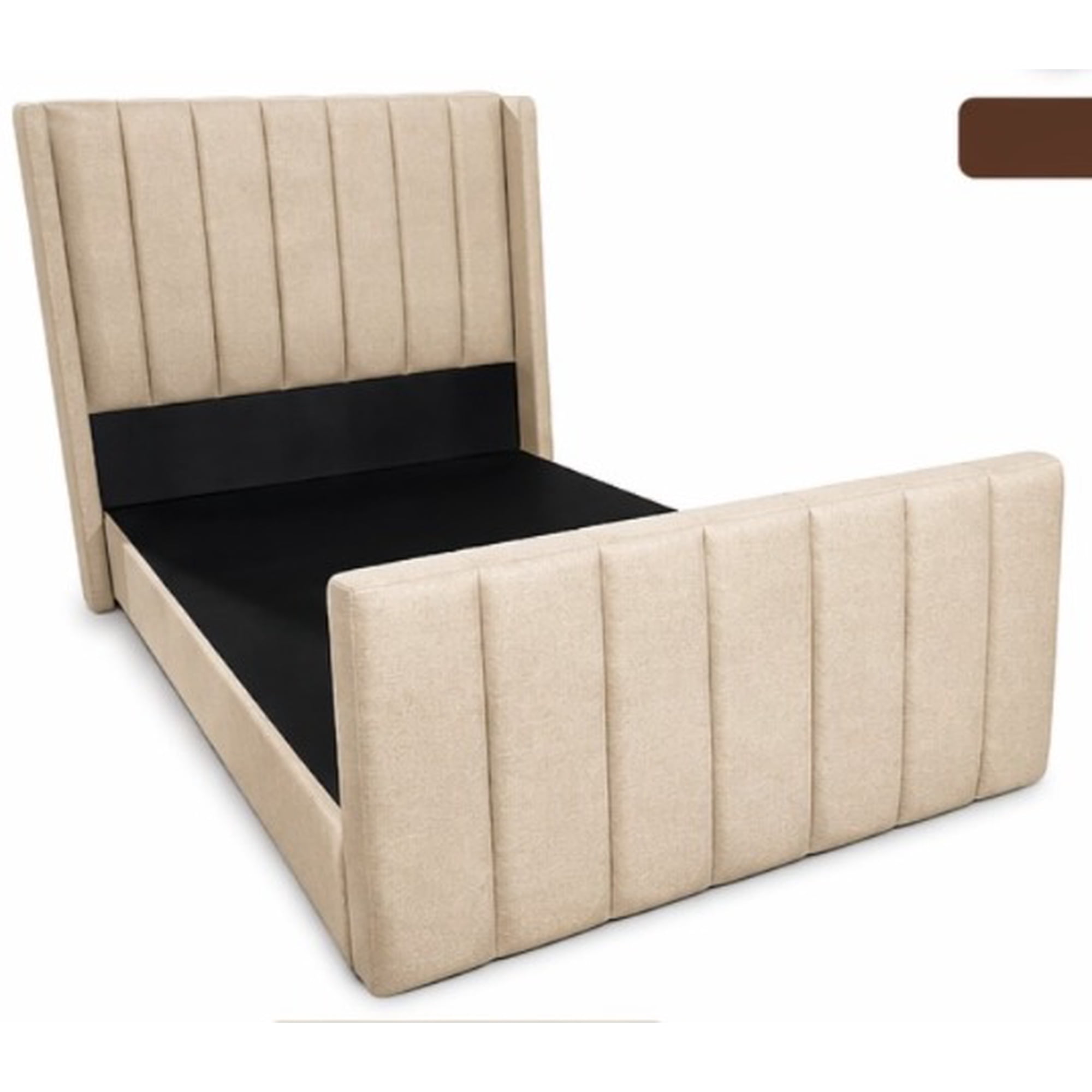 Rous Muebles - Cama 1,5 Plazas, Doble Respaldo Premium, Acanalado, Color Beige