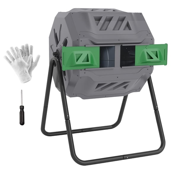 Contenedor de Compost Outsunny de 360° con Doble Cámara de 163L para Exterior