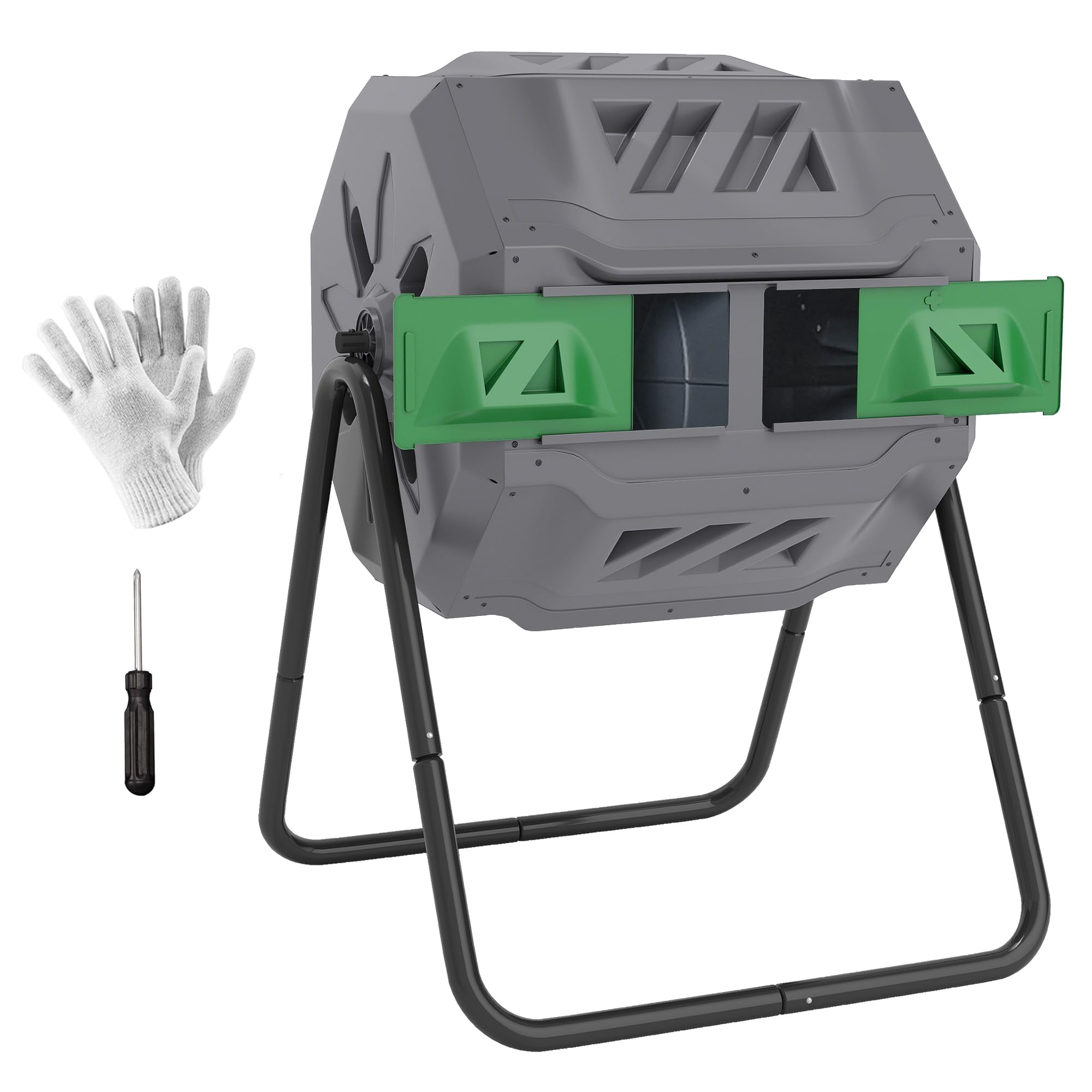 Contenedor De Compost Outsunny De 360° Con Doble Cámara De 163l Para Exterior