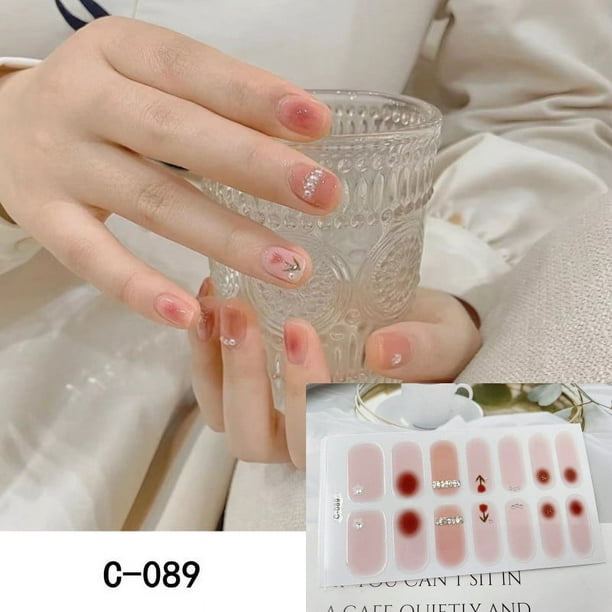 Spring Summer Flower Nail Strips 3D Nail Strips Fashion Full Wraps Nail Polish Sticker Self Adhesive Nail Art Decal Strip For Women Nail Art DIY