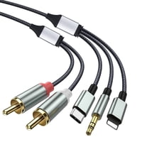 Cable Auxiliar De Audio Aaronmei Usb C A 2 Rca 5M