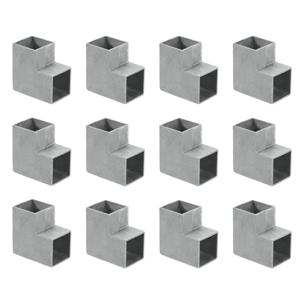 Kit de Soportes para Gazebo de 2 Vías, Conector de Esquina de Codo de Aluminio, Kit de Base de Poste para Carpintería DIY para Madera de 1.3" x 1.3" para Gazebo de Patio Exterior (Paquete de 12)