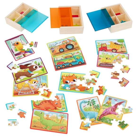 Juego de rompecabezas B. Toys Pack o' Puzzles, paquete de 3 para niños a partir de 3 años