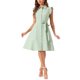 thumbnail image 2 of INSPIRE CHIC Vestido Camisero de Mujer Regreso a Clases Mangas Cortas Cuello en Punta Cinturón Botones Vestido Medio Verde Salvia L, 2 of 6