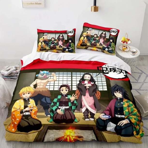 Demon Slayer 3d Bedding Set Duvet Cover Pillowcases Single Twin Full Queen King Size Boys Girls Boys Gift Home DecorBed Sheets
