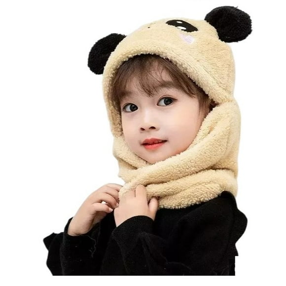 Gorro Con Cuello Para Niño/a Diseño Osito, Invierno Talla M café