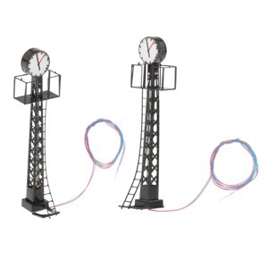 Magideal - 2 Luces De Ferrocarril Modelo 1/87, Decoración De Ferrocarril En Miniatura Ho, Lámpara De Mástil De Celosía Para Micropaisaje, Accesorios De Negro