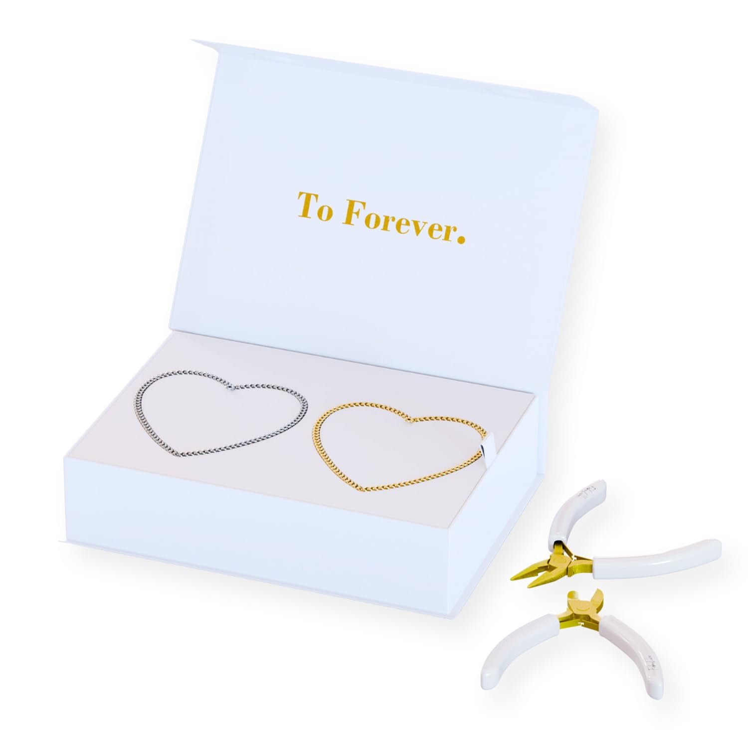 Fabulove - Kit De Pulseras Permanent Diy Para Parejas Color Dorado Y Plateado