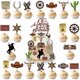thumbnail image 1 of Adornos para pastel de vaquero con sombrero brillante Pretyps, 31 piezas, para cumpleaños, 1 of 7