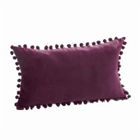 Genérico - Pack De 2 Fundas De Cojín Terciopelo Con Pompones 30X50 Cm Morado