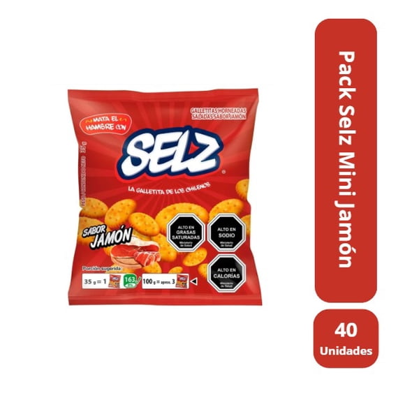 Pack 40 unidades Galletas Mini Selz Jamón 35 Gr c/u