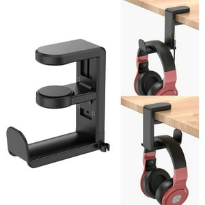Genérico - Soporte Ajustable Para Auriculares - Soporte Para Auriculares De Juegos De Pc Con Giro De 360 Grados, Colgador Con Abrazadera Para Debajo Del Escritorio, Organizador Con Clip Para Cables - Negro