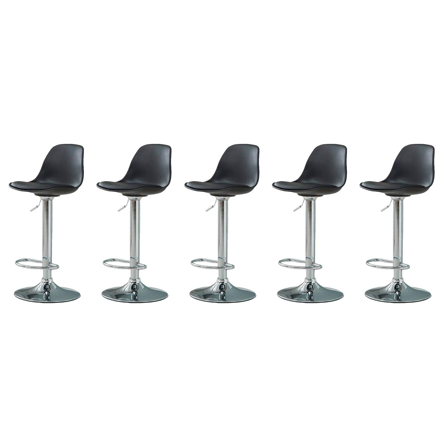 Global Latin - Pack 5 Silla Piso Bar Eame De Altura Con Respaldo De Polipropileno