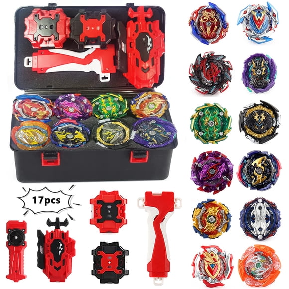 Set de juguetes giroscópicos Beth Battling Top Burst Elfnico con 12 unidades y 4 lanzadores