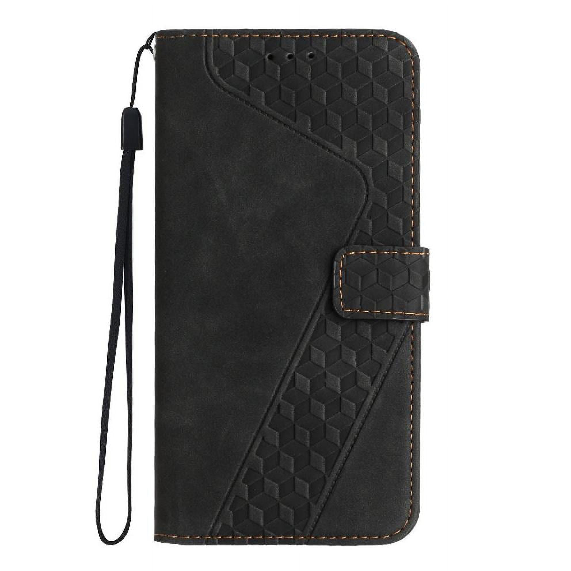 Foxdock - Funda Tipo Cartera Para Iphone Air Con Tarjetero, Bolsillo Para Billetes, Soporte, Cierre Magnético Y Correa Para La Muñeca, Funda Tipo Folio Con Textura Geométrica Negro