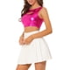 thumbnail image 4 of INSPIRE CHIC Tops de Tirantes para Mujer sin Mangas con Recortes Ropa de Club Brillante Metálica Crop Tops S Fucsia Rosa, 4 of 6