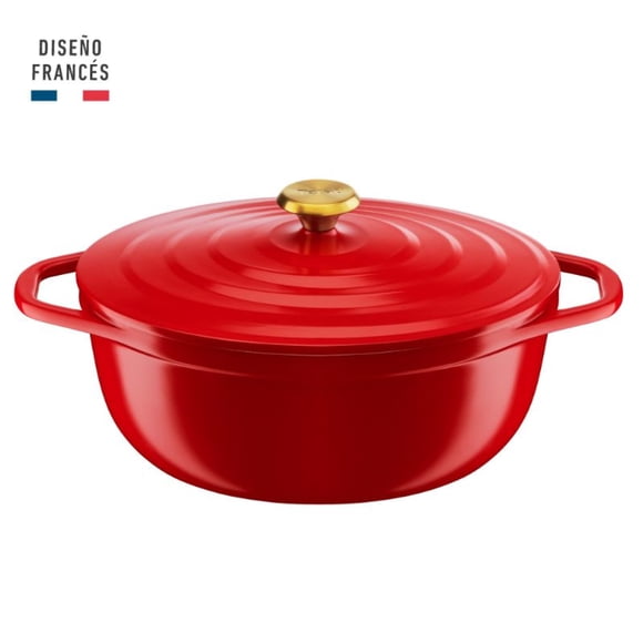 Cocotte Ovalada + Tapa 30X23 Cm Roja