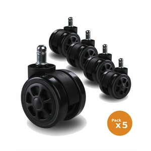 Genérico - Pack 5 Ruedas Universal Para Silla De Escritorio Y Gamer, 60Mm
