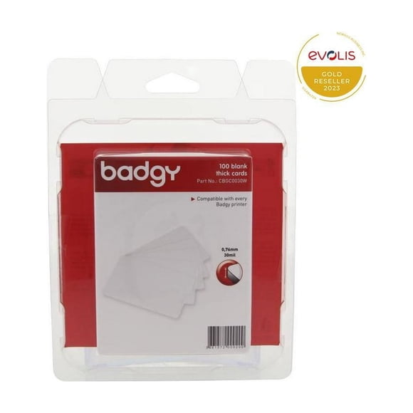 Tarjetas plásticas de PVC Evolis Badgy 100 blancas 0.76 mm