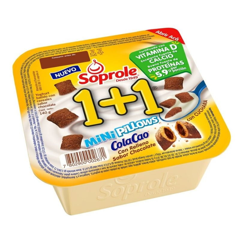 Yoghurt Con Cereal 1+1 Sabor Chocolate Mini Pillows 140 gr Soprole