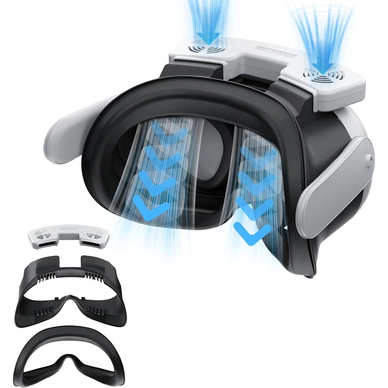 Genérico - Interfaz Facial Ventilador De Enfriamiento Para Meta Quest 3 Accesorios - Sistema De Circulación De Aire Potente Ajustable De 3 Velocidades, Ayuda A Aliviar El Empañamiento De La Lente-negro Blanco