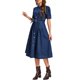 thumbnail image 4 of INSPIRE CHIC Vestido midi de mezclilla con botones y mangas cortas para mujer 2XL Azul profundo, 4 of 6