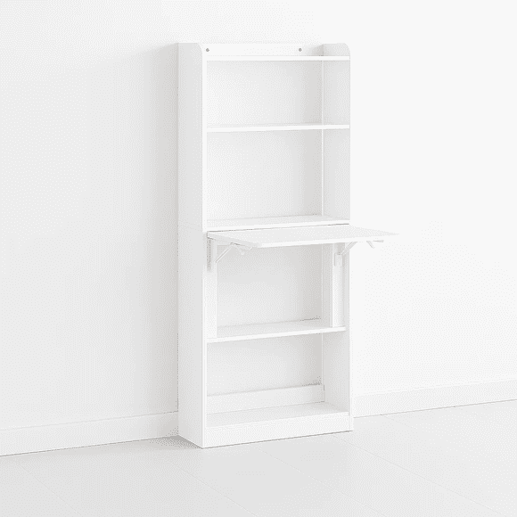 Estantería con Escritorio Plegable Compacto 64x20x145 - Blanco