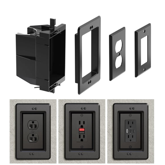 Enchufe/caja eléctrica empotrada de un solo grupo para TV de montaje en pared