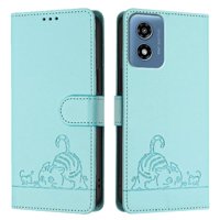 Funda Tipo Cartera Foxdock Para Motorola Moto G Play 4G 2024 Con Soporte, Ranuras, Rfid, Diseño De Gato