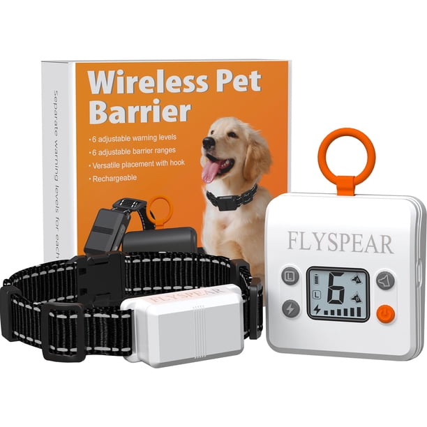 Barrera inalámbrica para mascotas FLYSPEAR recargable para interiores, alcance de 7 pies