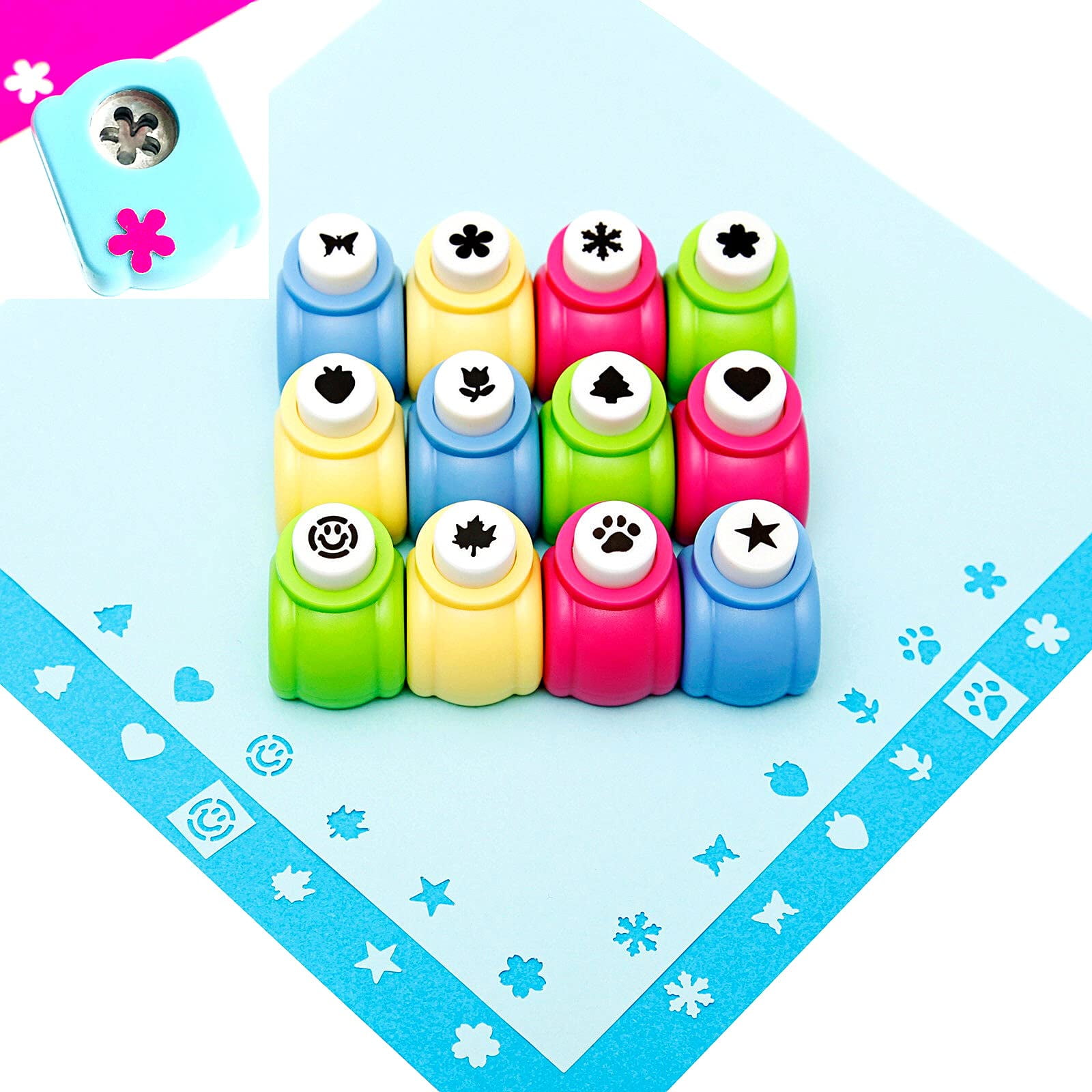Set De 12 Piezas Con Forma De Perforadora Artesanal Qiqqikin Para Niños