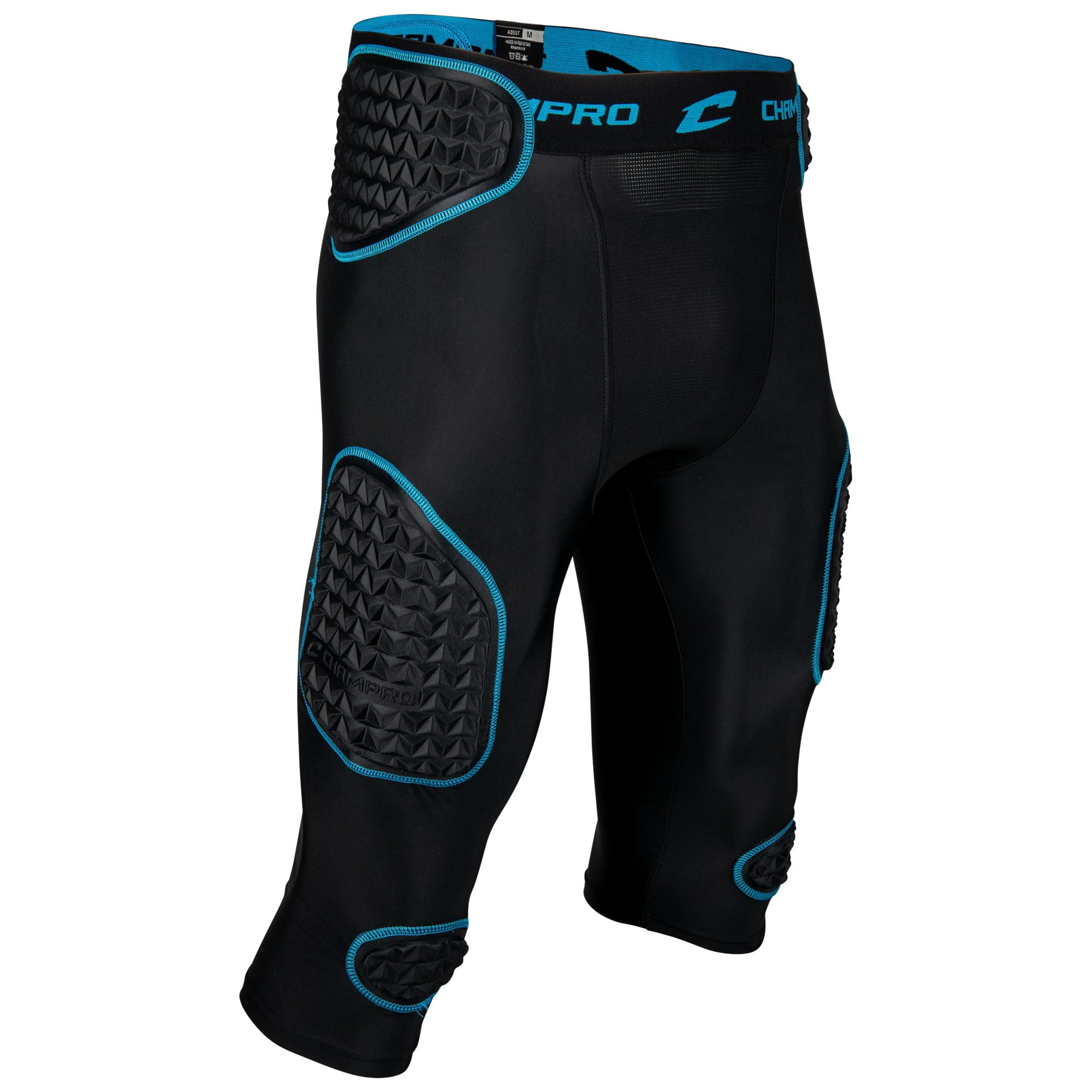 Cinturón Champro Bull Rush 7-pad Youth S Negro, Azul Óptico