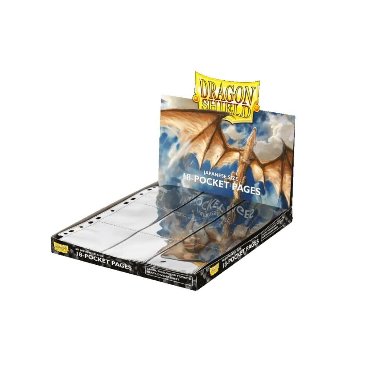 Binder Pages Dragon Shield 18 Bolsillos Transparentes Con Parte Trasera Negra X50