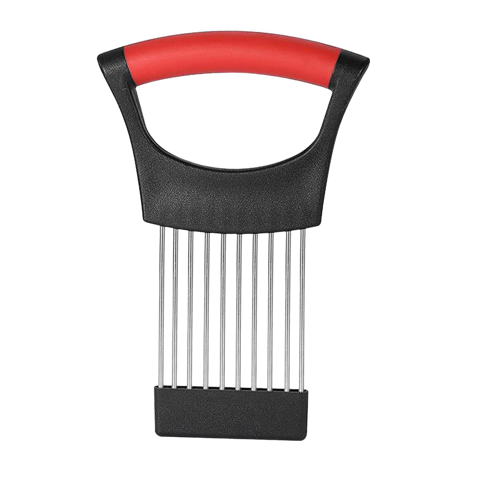 Magideal - Soporte De Cebolla Para Rebanar Rebanador De Limón Picador Portátil Agarre Cómodo Portacuchillas De Cebolla Tenedor De Cebolla Para Fruta Carne Queso Negro Y Rojo