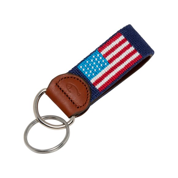 Llavero Huck Venture 8 cm con Bandera Americana de Punto de Cruz
