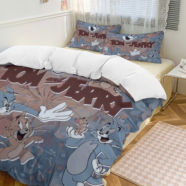 Tom And JerryCartoon Collection 3-Piece Comforter Set, Personalized Bedding Decor for Kids And Teens Bed Sheets