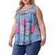 thumbnail image 4 of Agnes Orinda Camisetas sin mangas boho de talla grande para mujer, cuello redondo plisado, sin mangas, dobladillo curvado, casual, playero, fluido, camisola, camiseta 2X azul, 4 of 6