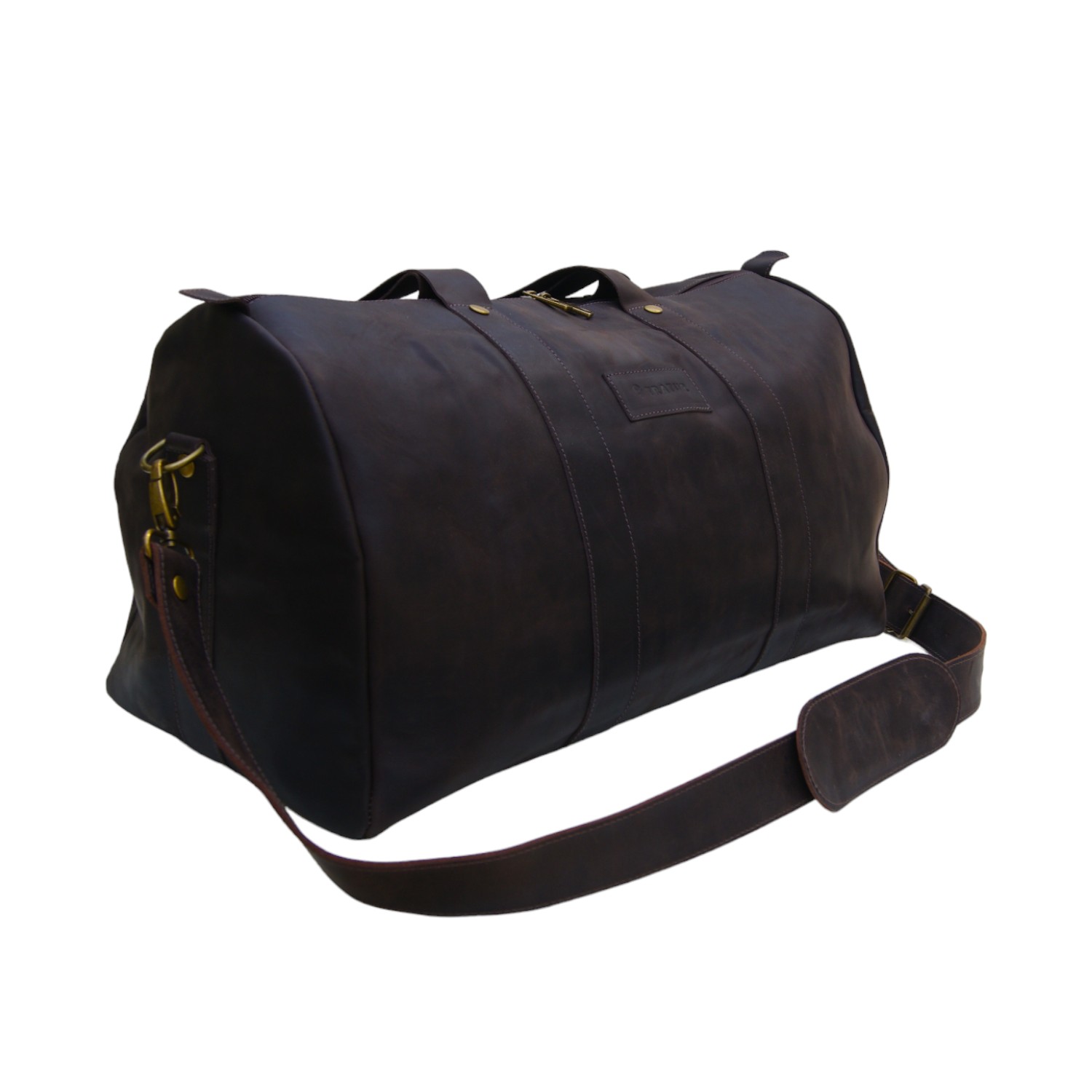 Bolso De Viaje De Cuero Café Oscuro Tratur
