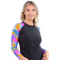Samia - Polera Mujer Protección Uv Estampado Azul