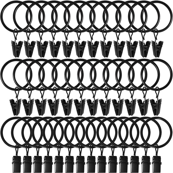 Anillos Para Cortinas Con Clips Paquete De 40 Negros