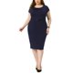 thumbnail image 2 of Agnes Orinda Vestido de Oficina para Mujer Talla Grande Estilo Escolar Universitario Años 50s 60s Vestido Vintage Ajustado para Trabajar 1X Azul Marino, 2 of 6